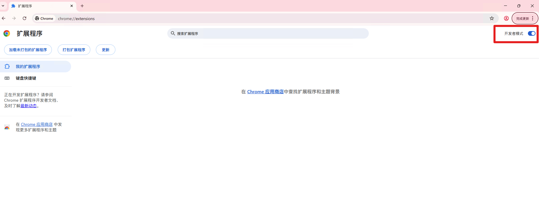 확장 프로그램 관리 페이지